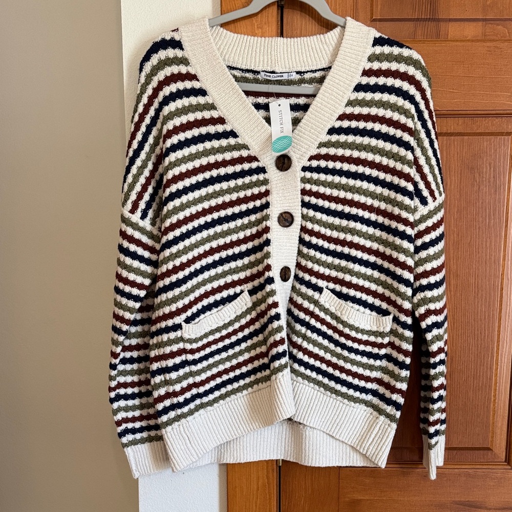 Pink Clover Multicolor Striped Cardigan